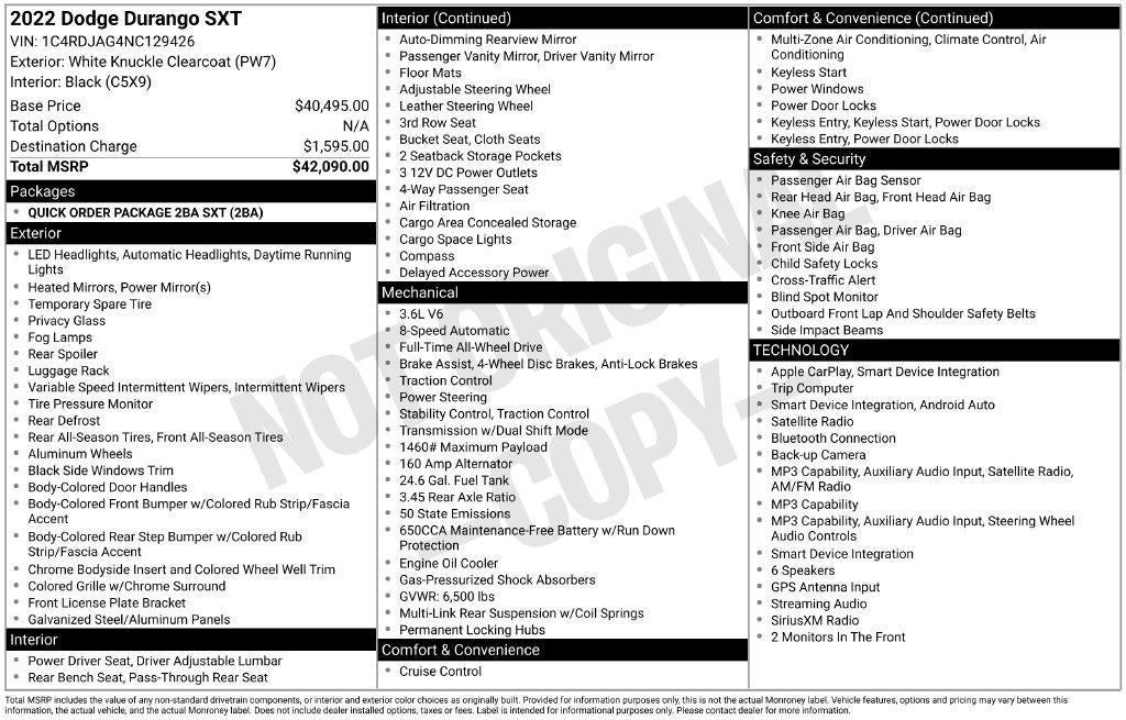 2022 Dodge Durango SXT AWD