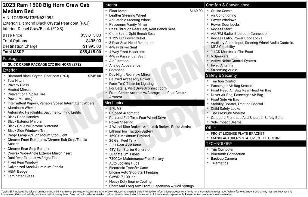 2023 RAM 1500 Big Horn Crew Cab 4x4 6'4' Box