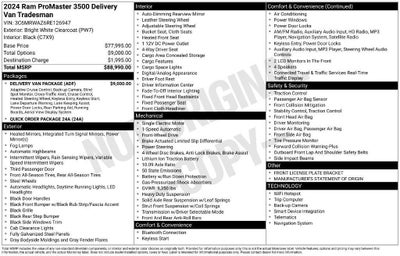 2024 RAM ProMaster 3500 Delivery Van BEV Tradesman