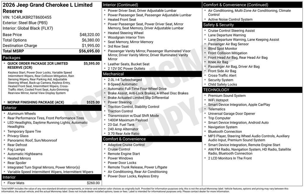 2026 Jeep Grand Cherokee L Limited Reserve