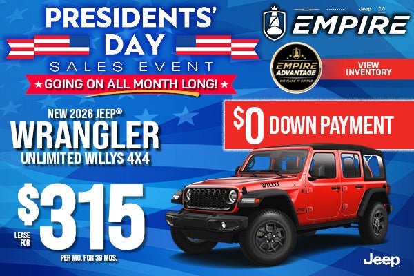 New 2026 JEEP WRANGLER UNLIMITED WILLYS 4X4